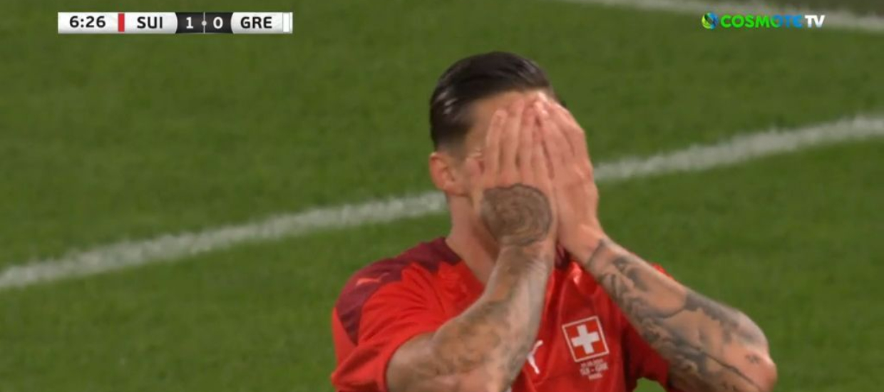 Εντυπωσιακή κίνηση του Τσούμπερ για το 1-0 της Ελβετίας επί της Ελλάδας (video)