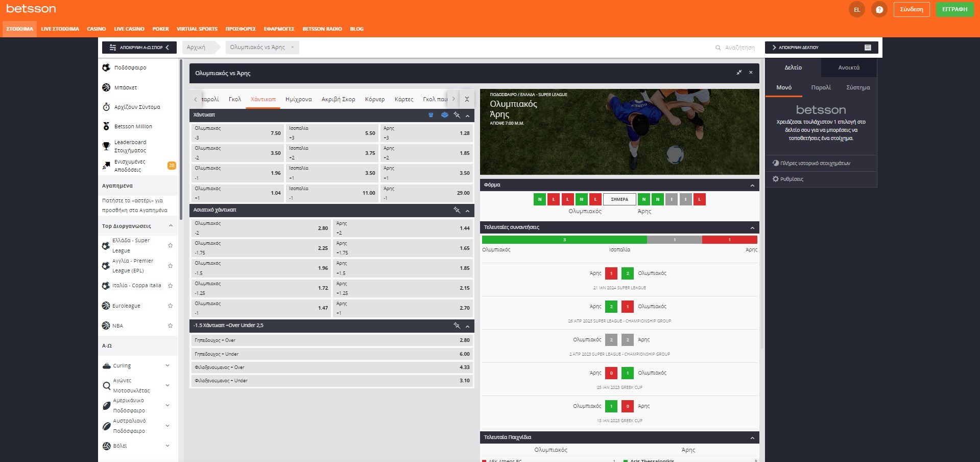betsson ασιατικά χάντικαπ